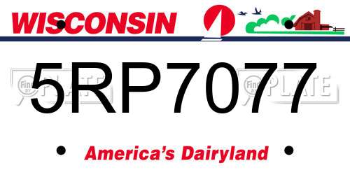 5RP7077 Wisconsin License Plate