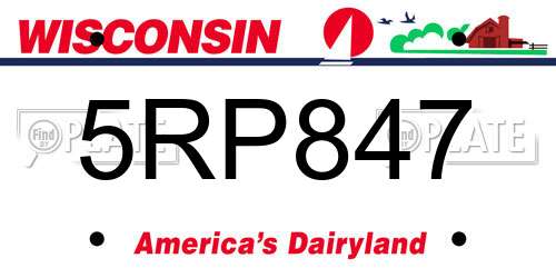 5RP847 Wisconsin License Plate