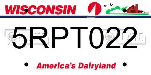 5RPT022 Wisconsin License Plate