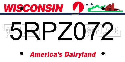 5RPZ072 Wisconsin License Plate