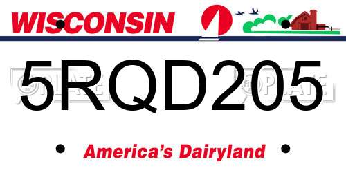 5RQD205 Wisconsin License Plate