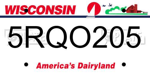 5RQO205 Wisconsin License Plate