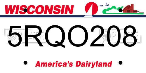 5RQO208 Wisconsin License Plate