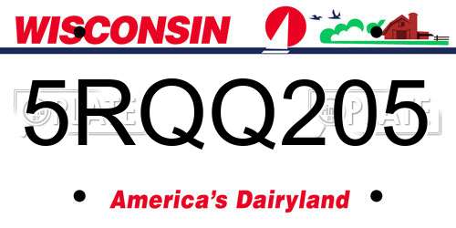 5RQQ205 Wisconsin License Plate