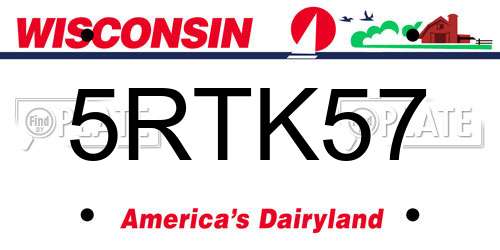 5RTK57 Wisconsin License Plate