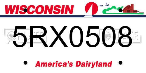 5RX0508 Wisconsin License Plate