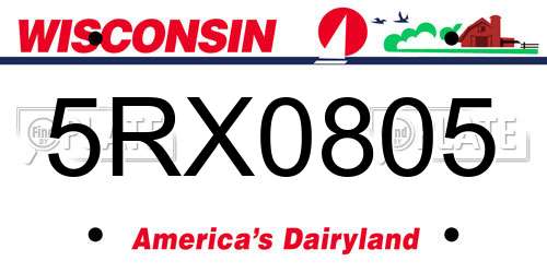 5RX0805 Wisconsin License Plate
