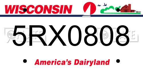 5RX0808 Wisconsin License Plate