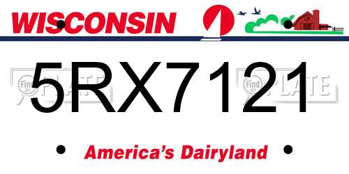5RX7121 Wisconsin License Plate