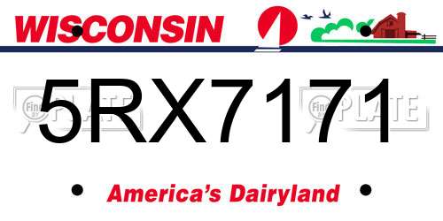 5RX7171 Wisconsin License Plate