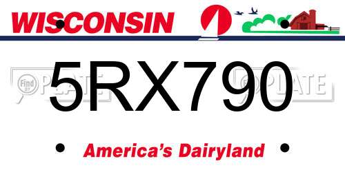 5RX790 Wisconsin License Plate