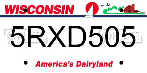 5RXD505 Wisconsin License Plate