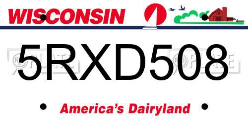 5RXD508 Wisconsin License Plate