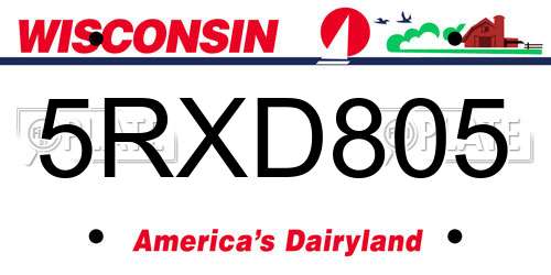 5RXD805 Wisconsin License Plate