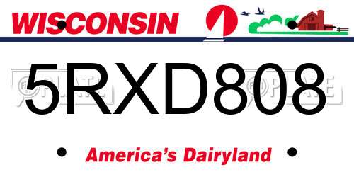 5RXD808 Wisconsin License Plate