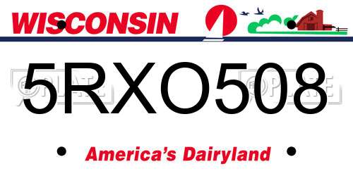 5RXO508 Wisconsin License Plate