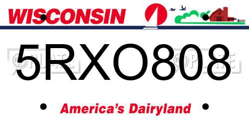 5RXO808 Wisconsin License Plate