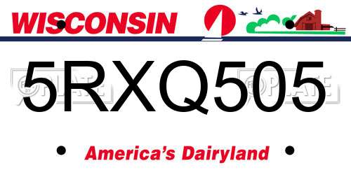 5RXQ505 Wisconsin License Plate