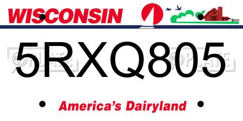 5RXQ805 Wisconsin License Plate