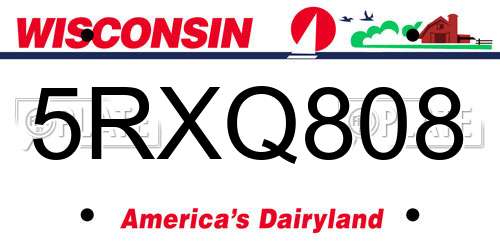 5RXQ808 Wisconsin License Plate