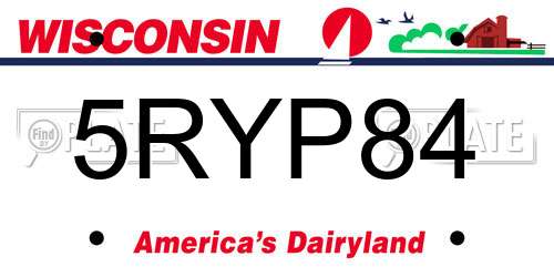5RYP84 Wisconsin License Plate