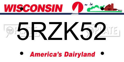 5RZK52 Wisconsin License Plate
