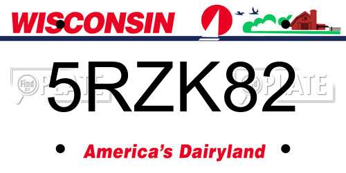 5RZK82 Wisconsin License Plate