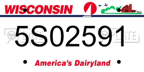 5S02591 Wisconsin License Plate