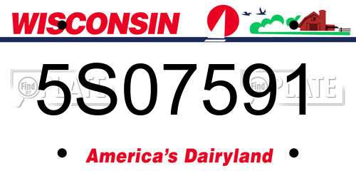 5S07591 Wisconsin License Plate