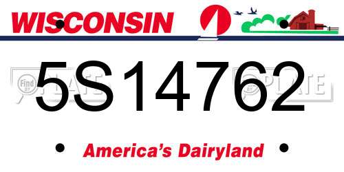 5S14762 Wisconsin License Plate