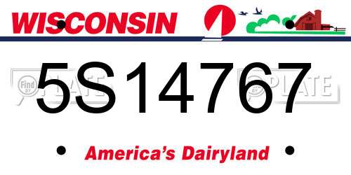 5S14767 Wisconsin License Plate