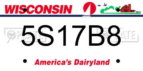 5S17B8 Wisconsin License Plate