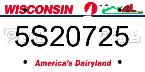 5S20725 Wisconsin License Plate