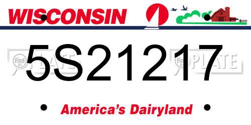 5S21217 Wisconsin License Plate