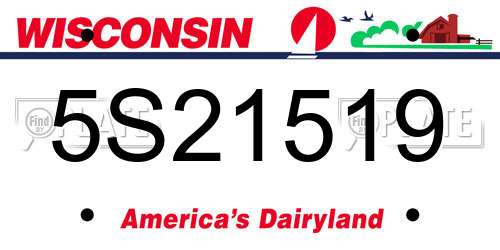 5S21519 Wisconsin License Plate