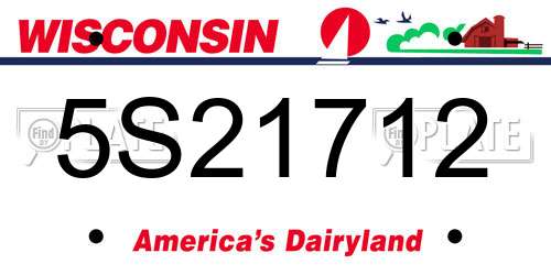 5S21712 Wisconsin License Plate