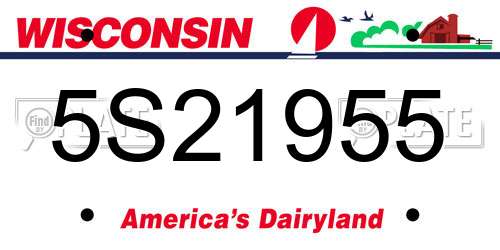 5S21955 Wisconsin License Plate