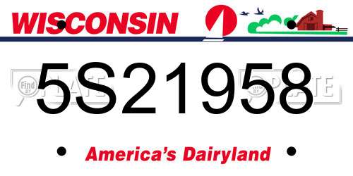 5S21958 Wisconsin License Plate