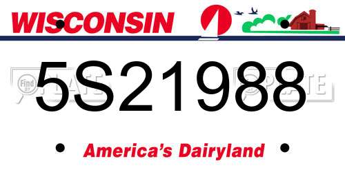 5S21988 Wisconsin License Plate