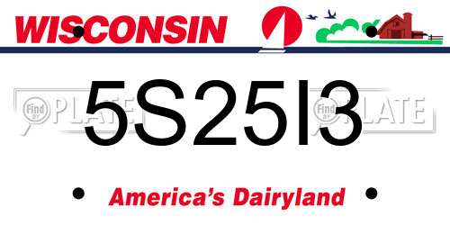 5S25I3 Wisconsin License Plate
