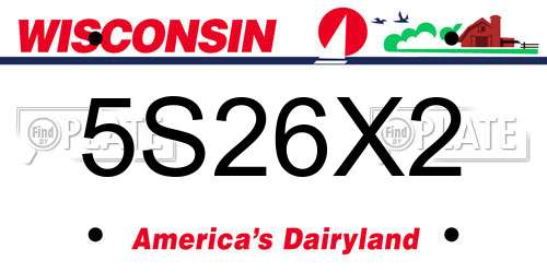 5S26X2 Wisconsin License Plate