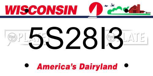 5S28I3 Wisconsin License Plate