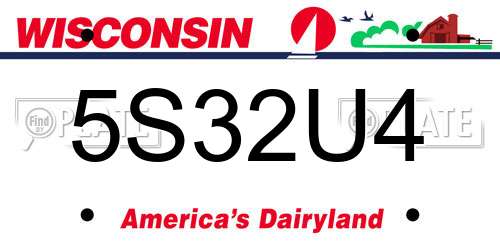 5S32U4 Wisconsin License Plate