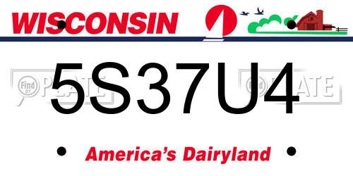 5S37U4 Wisconsin License Plate