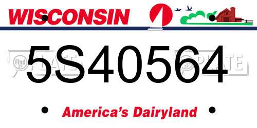 5S40564 Wisconsin License Plate