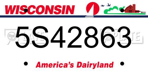 5S42863 Wisconsin License Plate