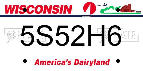 5S52H6 Wisconsin License Plate