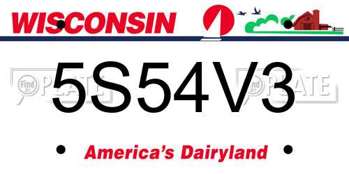 5S54V3 Wisconsin License Plate