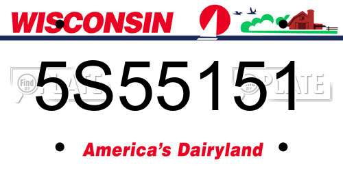 5S55151 Wisconsin License Plate