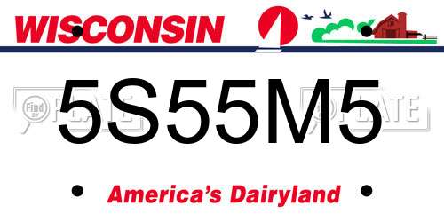 5S55M5 Wisconsin License Plate